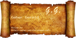 Geher Gerold névjegykártya
